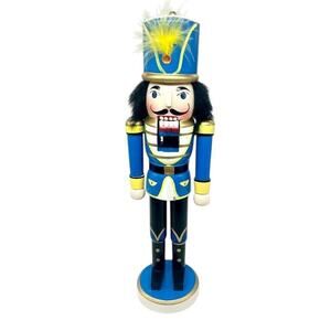 Vintage 12'' Nutcracker Wooden Soldier Blue Yellow Christmas Decoration